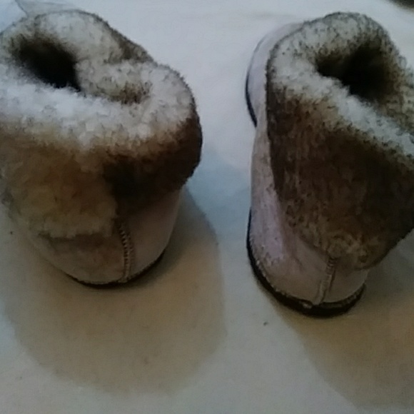 Tan suede slippers with fur lining-sz 10 - Picture 5 of 6